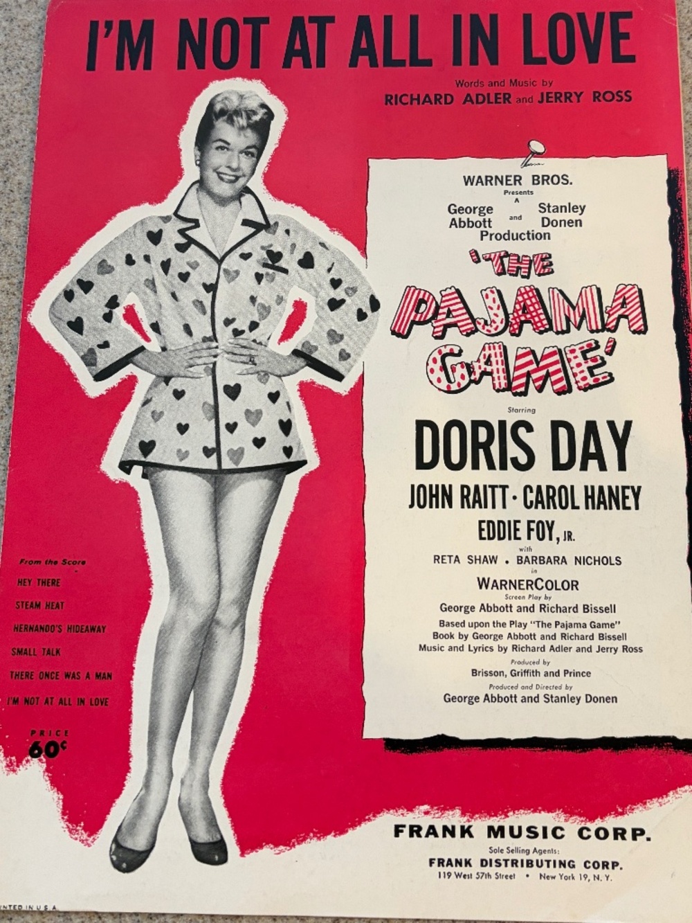 Vintage, Collectable Doris Day, Pajama Game Piano Music